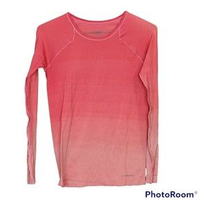Brooks Athletic Long Sleeve Ombré Striped Sporty Shirt Size Medium